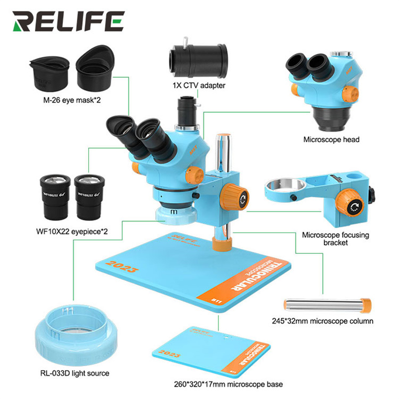 Electronics Repair Microscope - RELIFE RL-M5T-B11 Microscope trinoculaire HD à